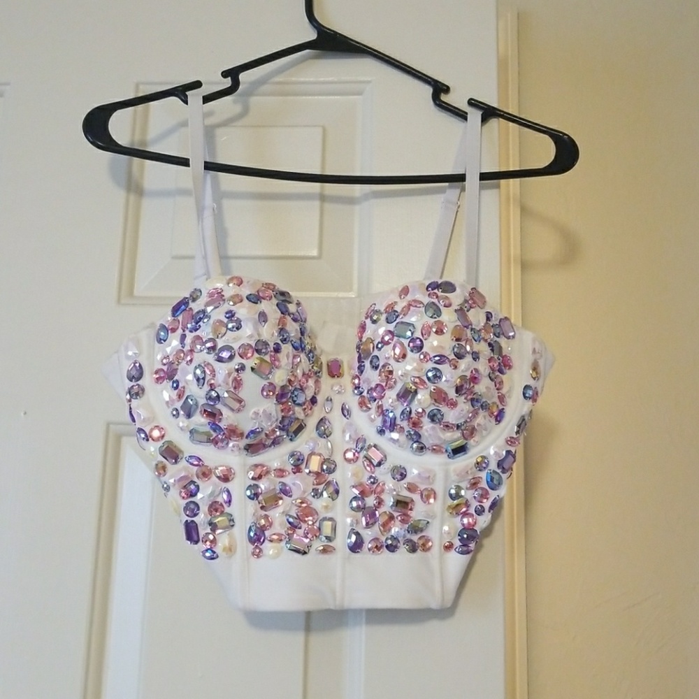 Beaded rhinestone bustier